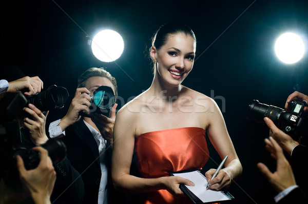 Paparazzi foto film star vrouw Stockfoto © choreograph