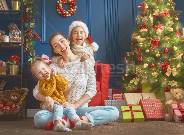 Stockfoto: Moeder · cute · vrolijk · christmas · gelukkig · vakantie