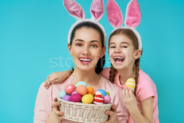 Család húsvét boldog ünnep anya lánygyermek Stock fotó © choreograph