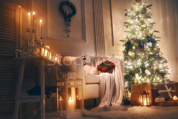 Szoba díszített karácsony vidám boldog ünnepek Stock fotó © choreograph