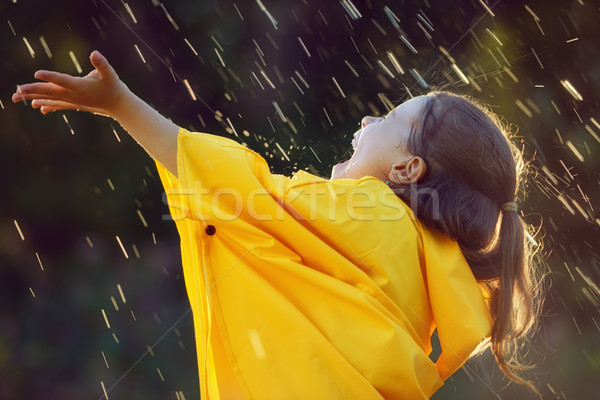 Gyermek ősz eső boldog vicces zuhany Stock fotó © choreograph