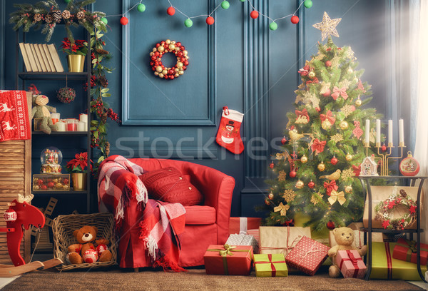 Szoba díszített karácsony vidám boldog ünnepek Stock fotó © choreograph