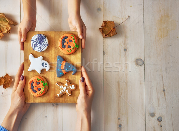 Foto stock: Familia · halloween · feliz · madre · hija