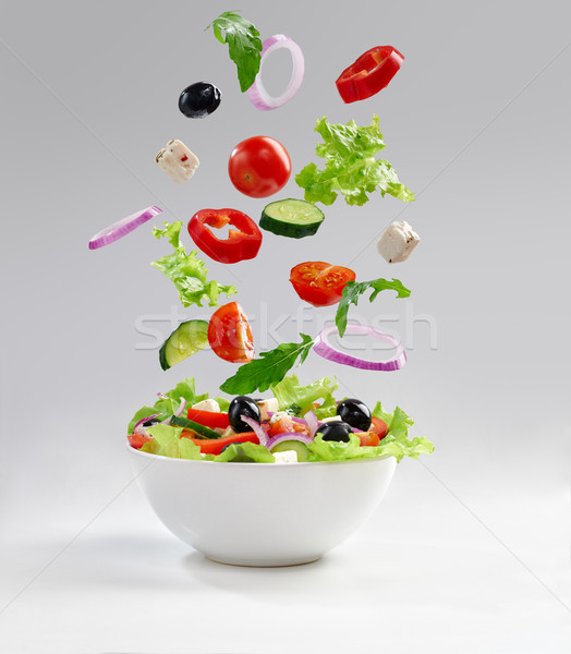Egészséges étel friss vegetáriánus saláta tányér étel Stock fotó © choreograph