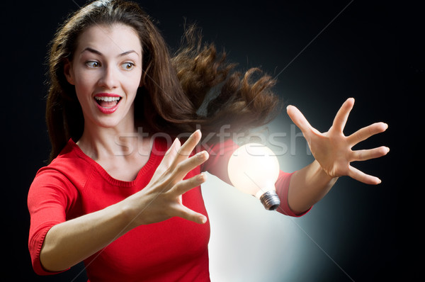 Stockfoto: Verlicht · lamp · schoonheid · dame · business · haren