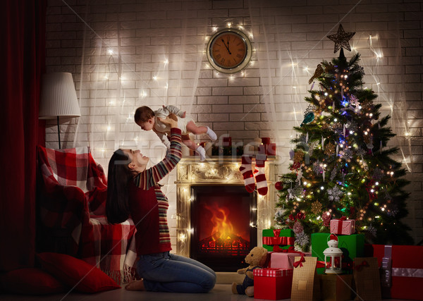 Stockfoto: Familie · christmas · viering · moeder · baby · spelen