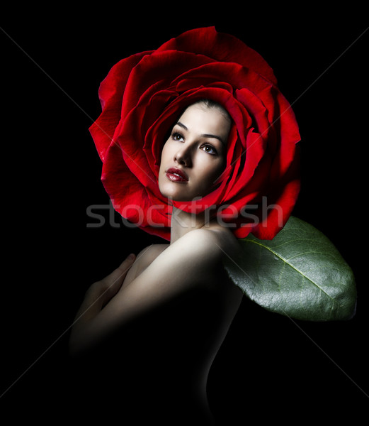 Kwiat dziewczyna piękna czarny kobieta twarz Zdjęcia stock © choreograph