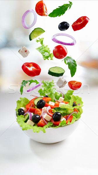 Zdrowa żywność świeże wegetariański Sałatka tablicy żywności Zdjęcia stock © choreograph