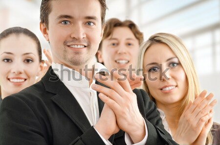 [[stock_photo]]: Gens · d'affaires · équipe · réussi · souriant · jeunes · bureau