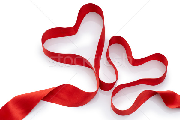 Vörös szalag piros selyem szalag fehér textúra Stock fotó © choreograph
