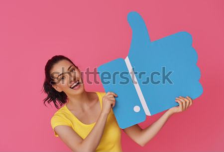 woman with cartoon like icon Stock photo © choreograph