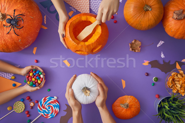 family preparing for Halloween. Stock photo © choreograph