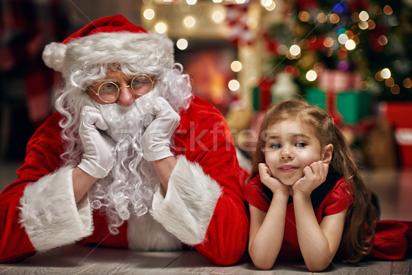 Stok fotoğraf: Noel · baba · küçük · kız · sevimli · kız · hazır · Noel