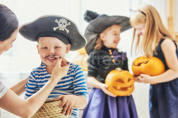 family prepares for Halloween Stock photo © choreograph