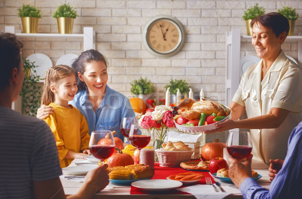 Foto stock: Feliz · ação · de · graças · dia · outono · festa · família