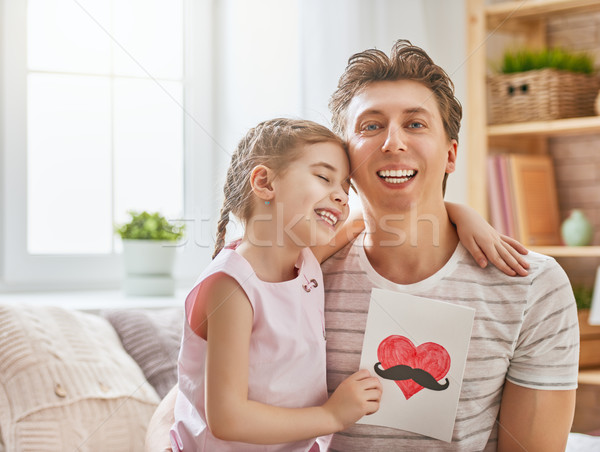 Foto d'archivio: Giorno · di · padri · felice · bambino · figlia · papà · cartolina · daddy