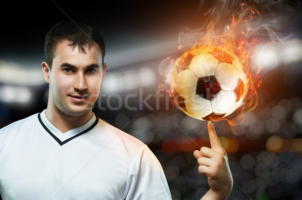 Jogador de futebol homem bola dedo esportes homens Foto stock © choreograph