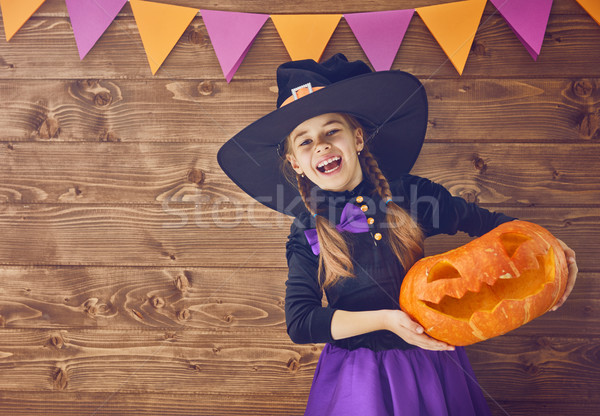Сток-фото: ведьмой · тыква · счастливым · Хэллоуин · Cute · мало