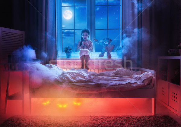 Nachtmerrie kinderen weinig kind meisje bang Stockfoto © choreograph