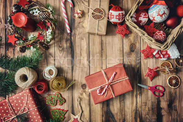 Stock foto: Präsentiert · candy · Weihnachten · Ornamente · heiter · glücklich