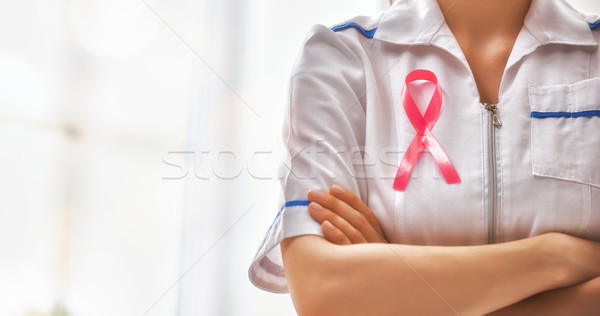 Rózsaszín szalag mellrák tudatosság támogatás emberek élet Stock fotó © choreograph