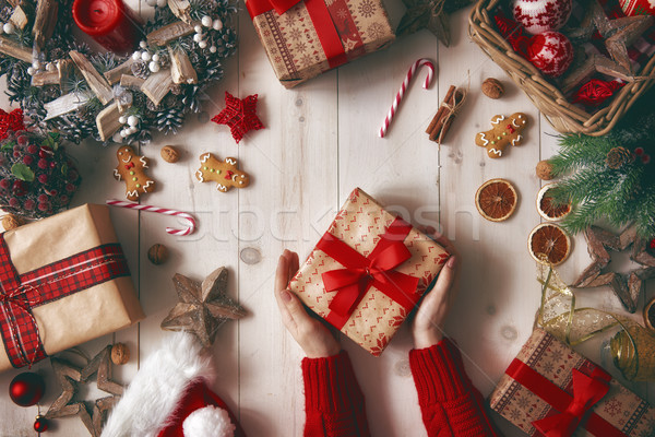 Foto stock: Navidad · familia · tradiciones · alegre · feliz · vacaciones