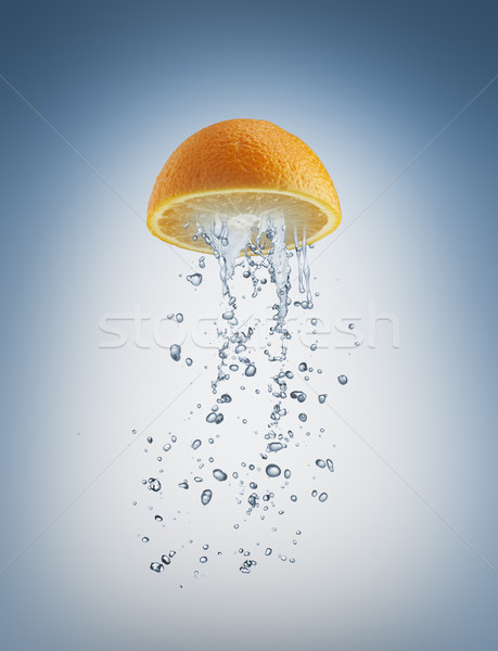 Lédús gyümölcs kék víz eső narancs Stock fotó © choreograph