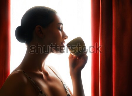 Aromático café mujer mano cuerpo luz Foto stock © choreograph