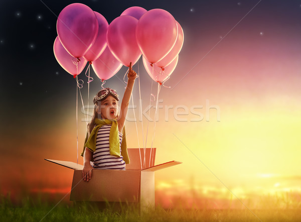 Reis kind meisje zonsondergang schoonheid zomer Stockfoto © choreograph