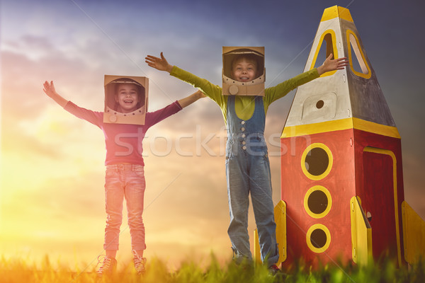 Children in astronauts costumes Stock photo © choreograph