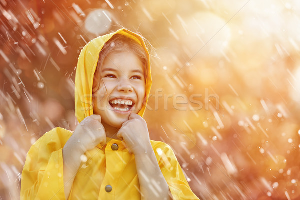 Kind najaar regen gelukkig grappig douche Stockfoto © choreograph