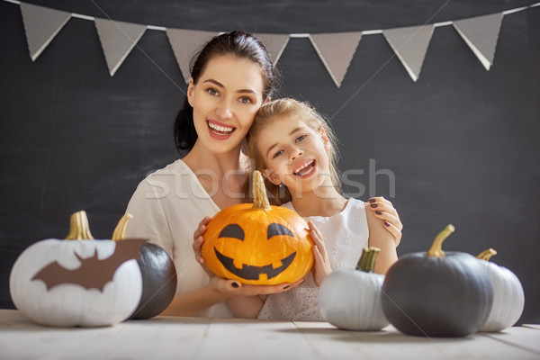 family preparing for Halloween. Stock photo © choreograph