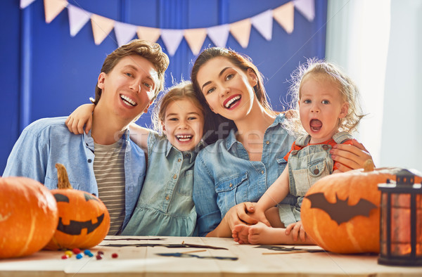 family preparing for Halloween. Stock photo © choreograph