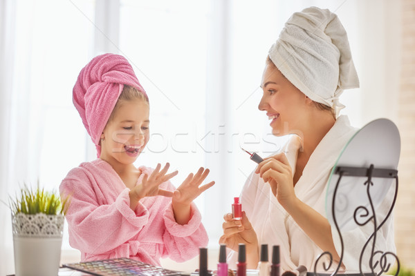 Foto stock: Madre · hija · feliz · amoroso · familia