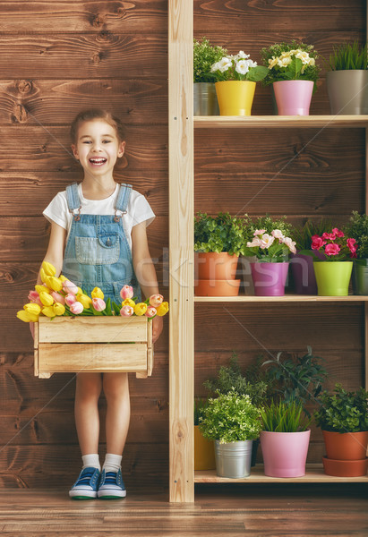 girl caring for her plants Stock photo © choreograph