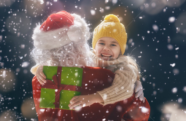Lány ölel mikulás vidám karácsony boldog Stock fotó © choreograph