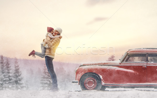 Mother, child and vintage car Stock photo © choreograph