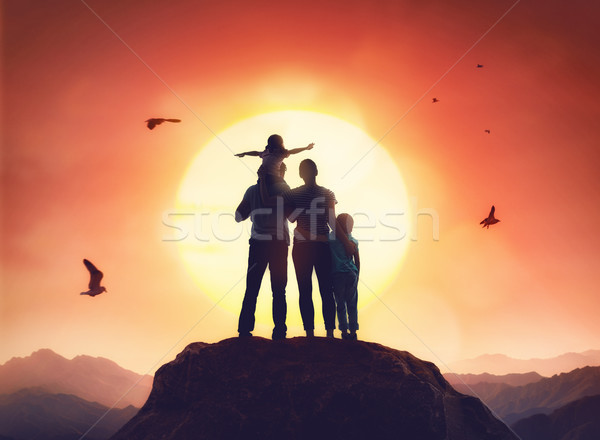 family at sunset Stock photo © choreograph