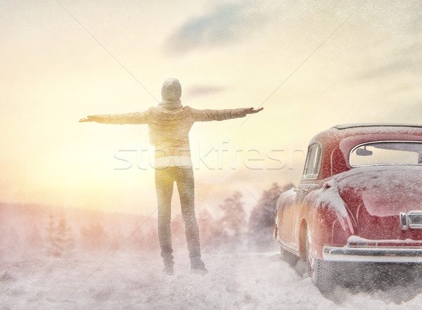 woman enjoying road trip Stock photo © choreograph