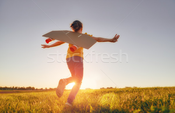 girl playing astronaut Stock photo © choreograph
