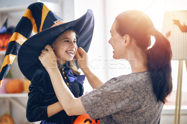 family celebrating Halloween Stock photo © choreograph
