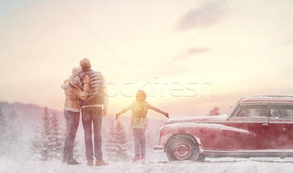 Aile kış sezonu macera mutlu aile rahatlatıcı Stok fotoğraf © choreograph