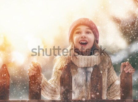 Aile kış sezonu mutlu seven anne çocuk Stok fotoğraf © choreograph