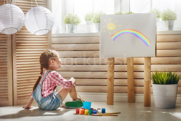child draws paints Stock photo © choreograph