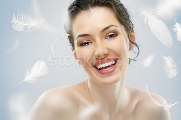 Frumuseţe portret frumos sănătos fată zâmbet Imagine de stoc © choreograph