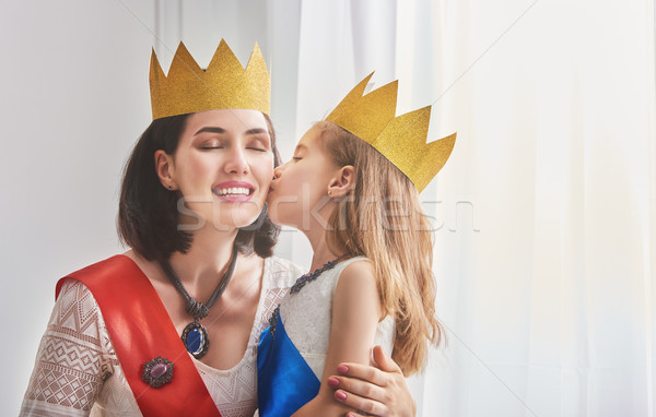 Stock fotó: Királynő · hercegnő · arany · boldog · szerető · család