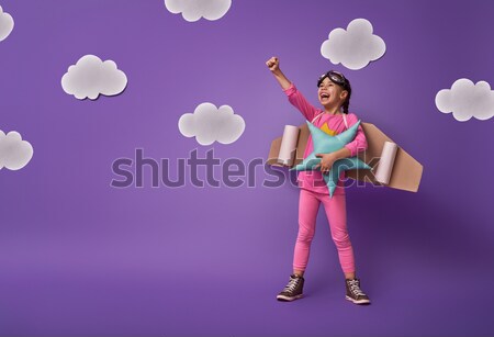 child is playing superhero Stock photo © choreograph