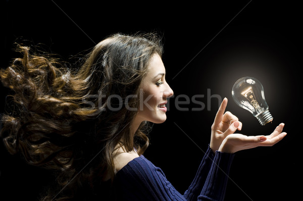 Schoonheid dame business haren leuk elektriciteit Stockfoto © choreograph