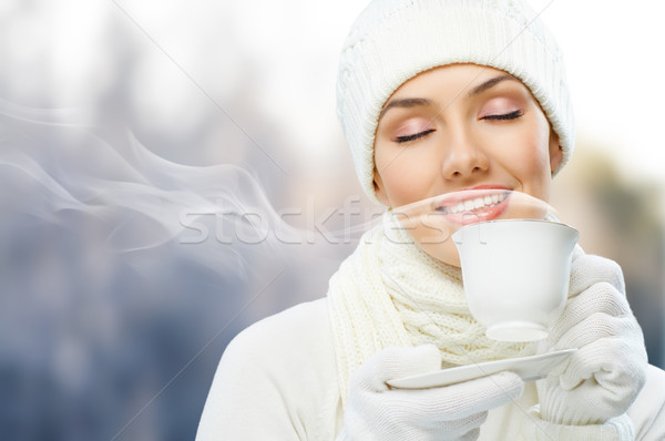 Piękna dziewczyna zimą kobiet charakter zabawy Zdjęcia stock © choreograph