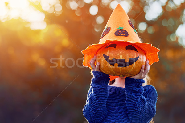 Сток-фото: ребенка · тыква · счастливым · Хэллоуин · Cute · мало
